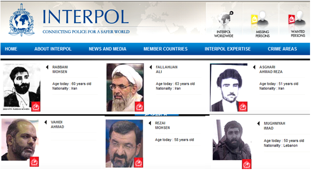 Pedidos de captura de Interpol a 6 sospechosos relacionados con el régimen de Irán